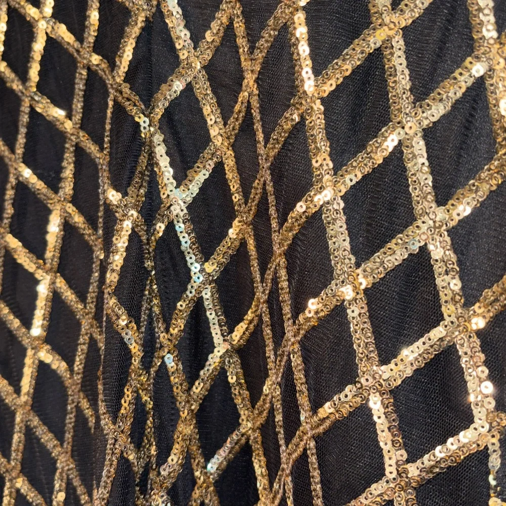NWOT Forever 21 Long Sleeve Black Gold Diamond Pattern Sequence Mini Body - Picture 9 of 9